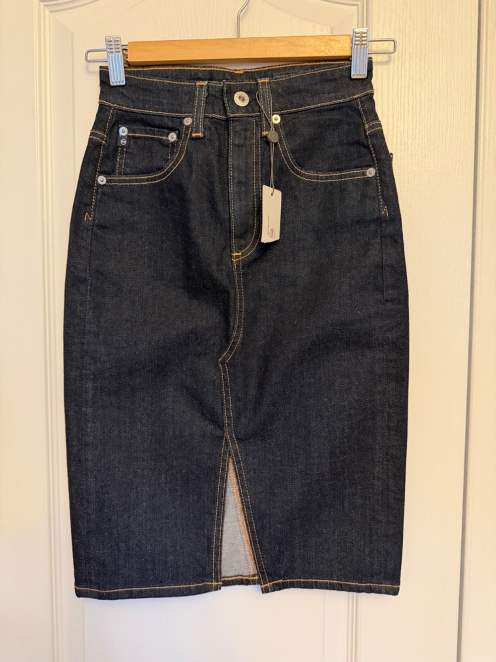 AG Adriano Goldschmied The Emery Skirt High-Rise Dark Indigo Denim Skirt
